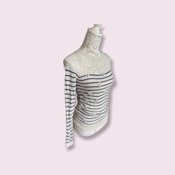 Loft Women's sheer sweater with crystal embellishment in size xs. - Picture 5 of 9